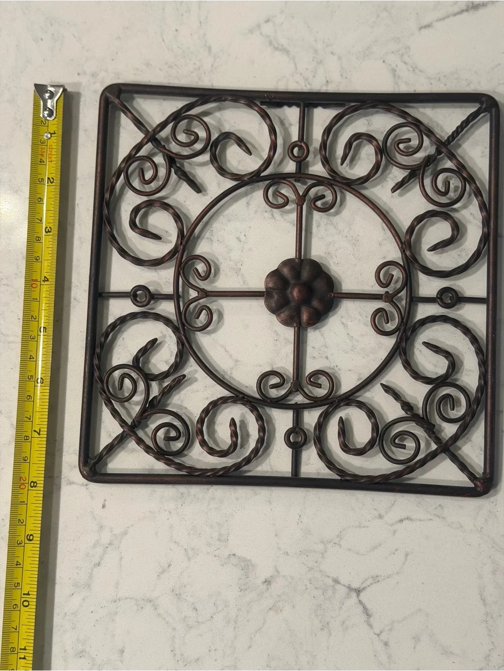 Brown Wrought Iron Wall Art Set - Decorative Scroll Medallions